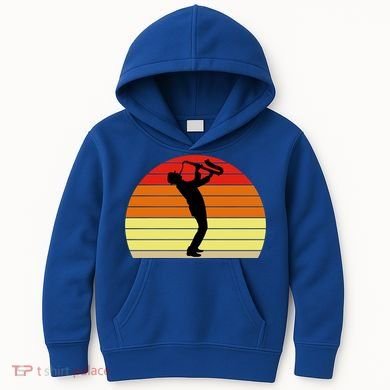 Sunset Saxophone Retro Saxophone Player Cool Gift Kids Hoodie