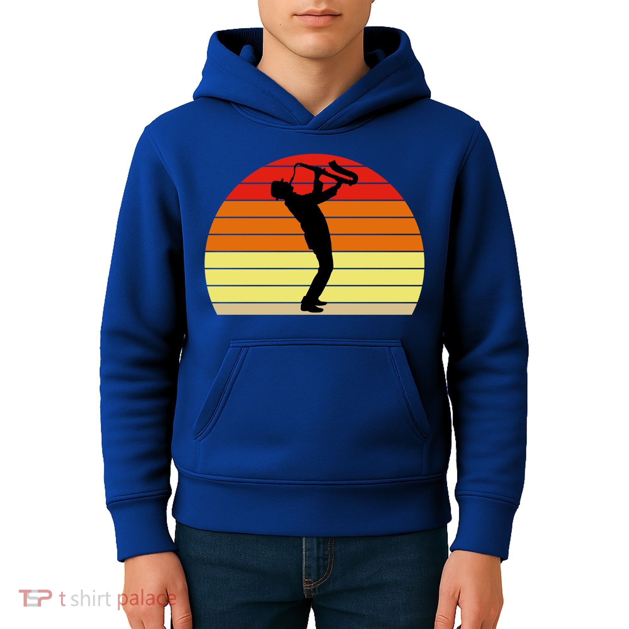Sunset Saxophone Retro Saxophone Player Cool Gift Kids Hoodie