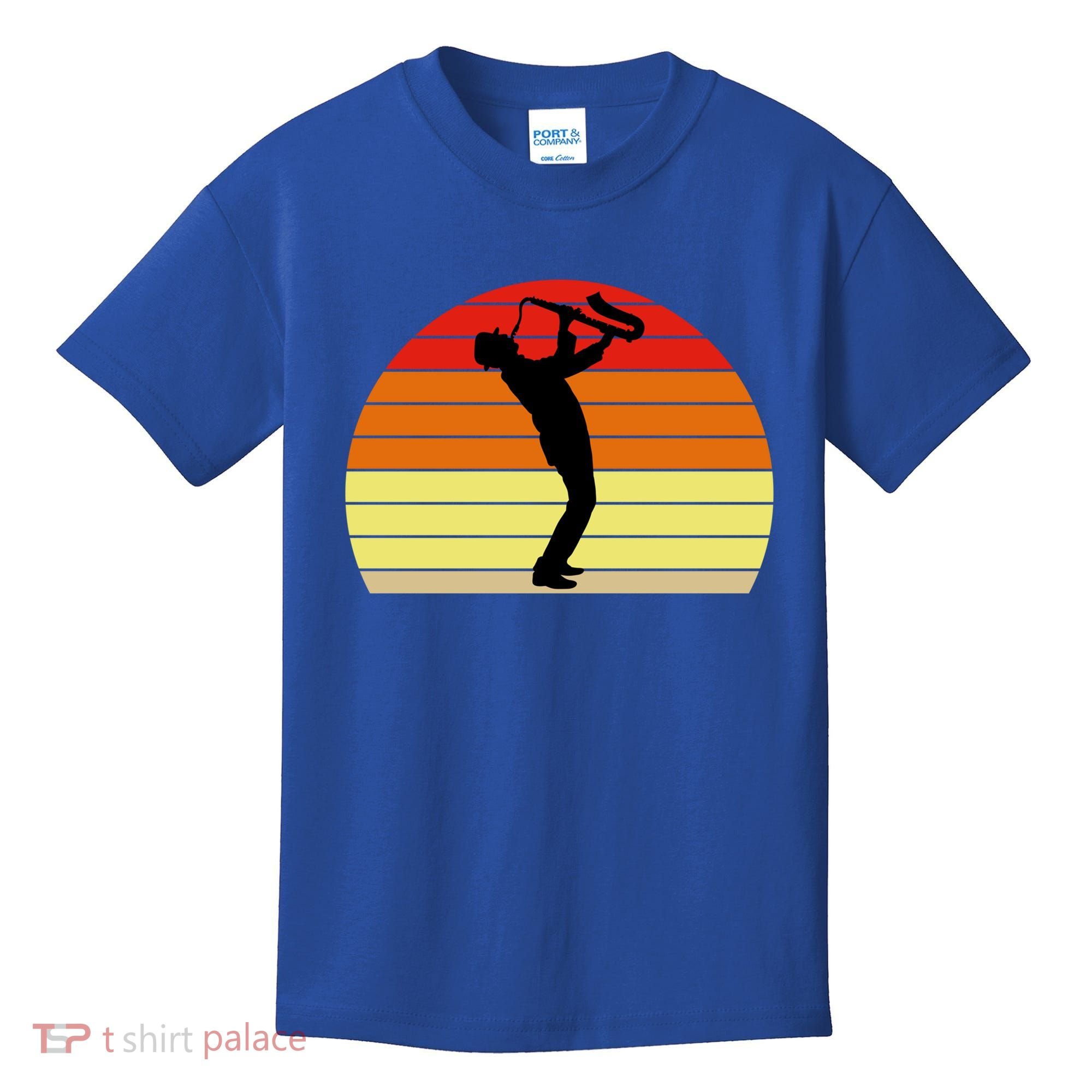 Sunset Saxophone Retro Saxophone Player Cool Gift Kids T-Shirt