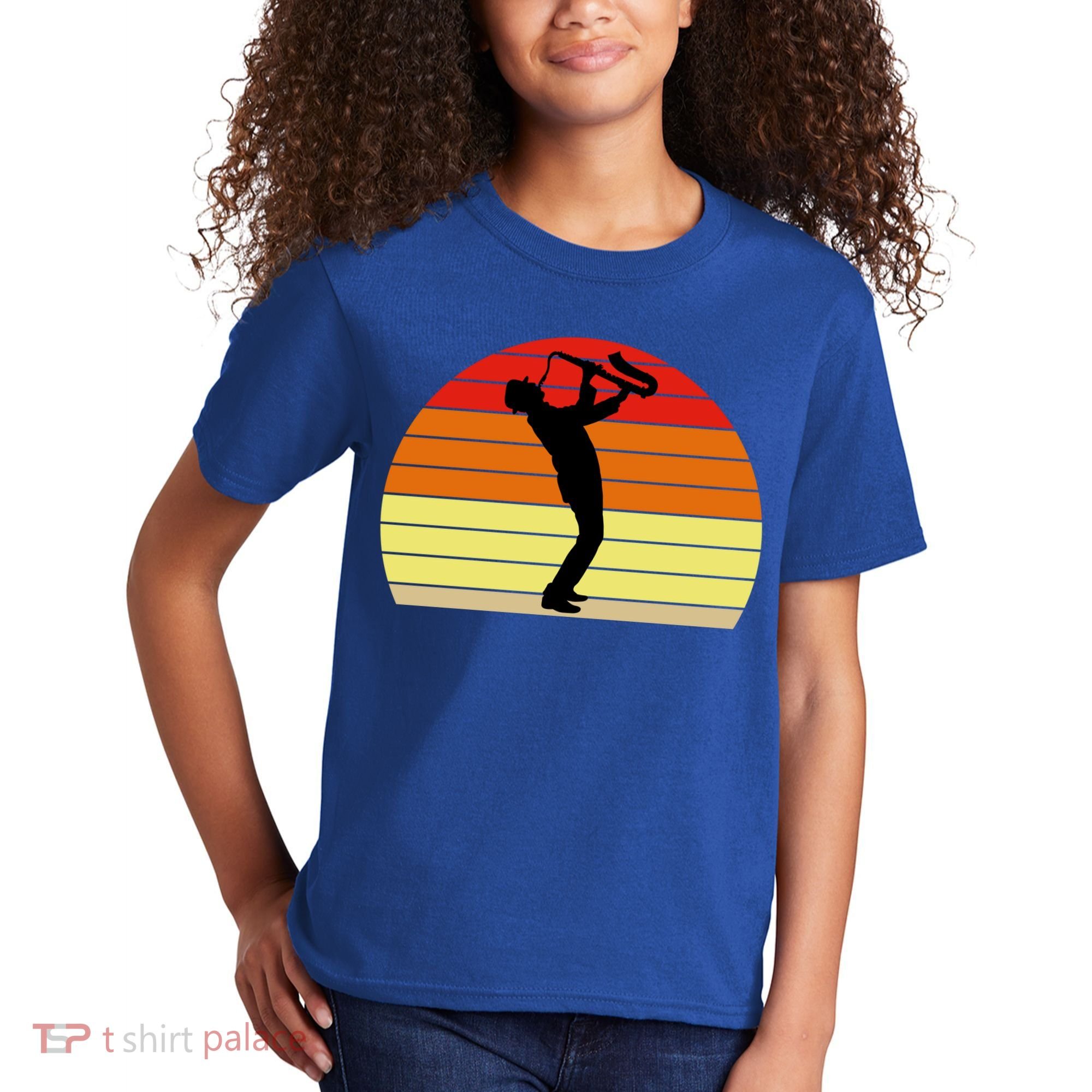 Sunset Saxophone Retro Saxophone Player Cool Gift Kids T-Shirt