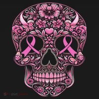 Sugar Skull Ribbon Calavera Breast Cancer Awareness Long Sleeve Shirt thumb 2