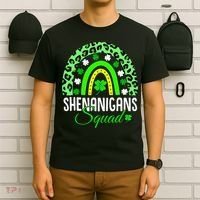 Shenanigans Squad Rainbow Leopard St Patricks Day  T-Shirt thumb 6
