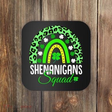 Shenanigans Squad Rainbow Leopard St Patricks Day  Coaster