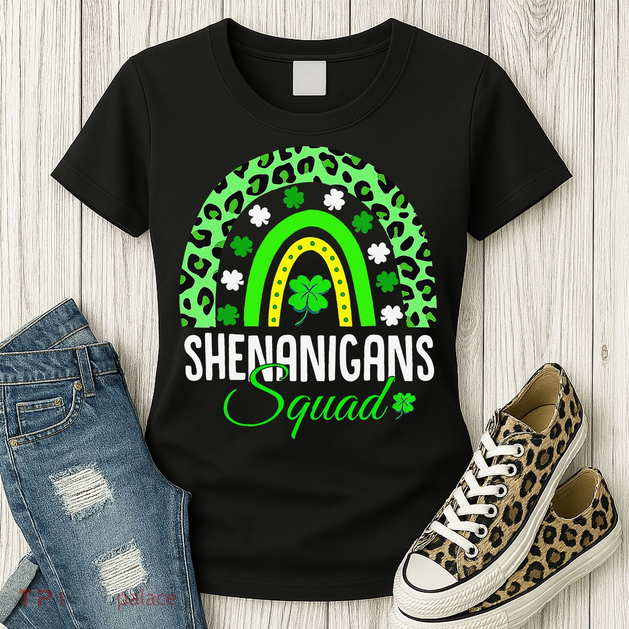 Shenanigans Squad Rainbow Leopard St Patricks Day  Women's T-Shirt