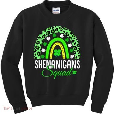 Shenanigans Squad Rainbow Leopard St Patricks Day  Kids Sweatshirt