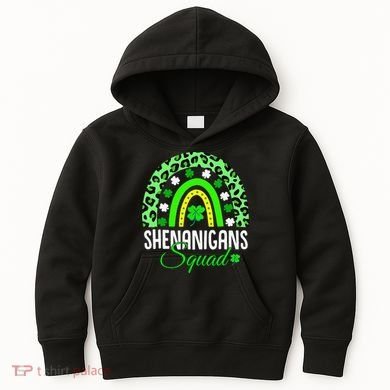 Shenanigans Squad Rainbow Leopard St Patricks Day  Kids Hoodie
