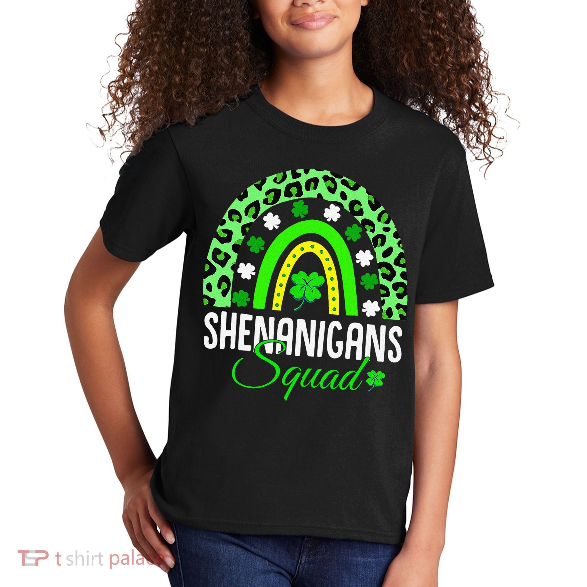 Shenanigans Squad Rainbow Leopard St Patricks Day  Kids T-Shirt