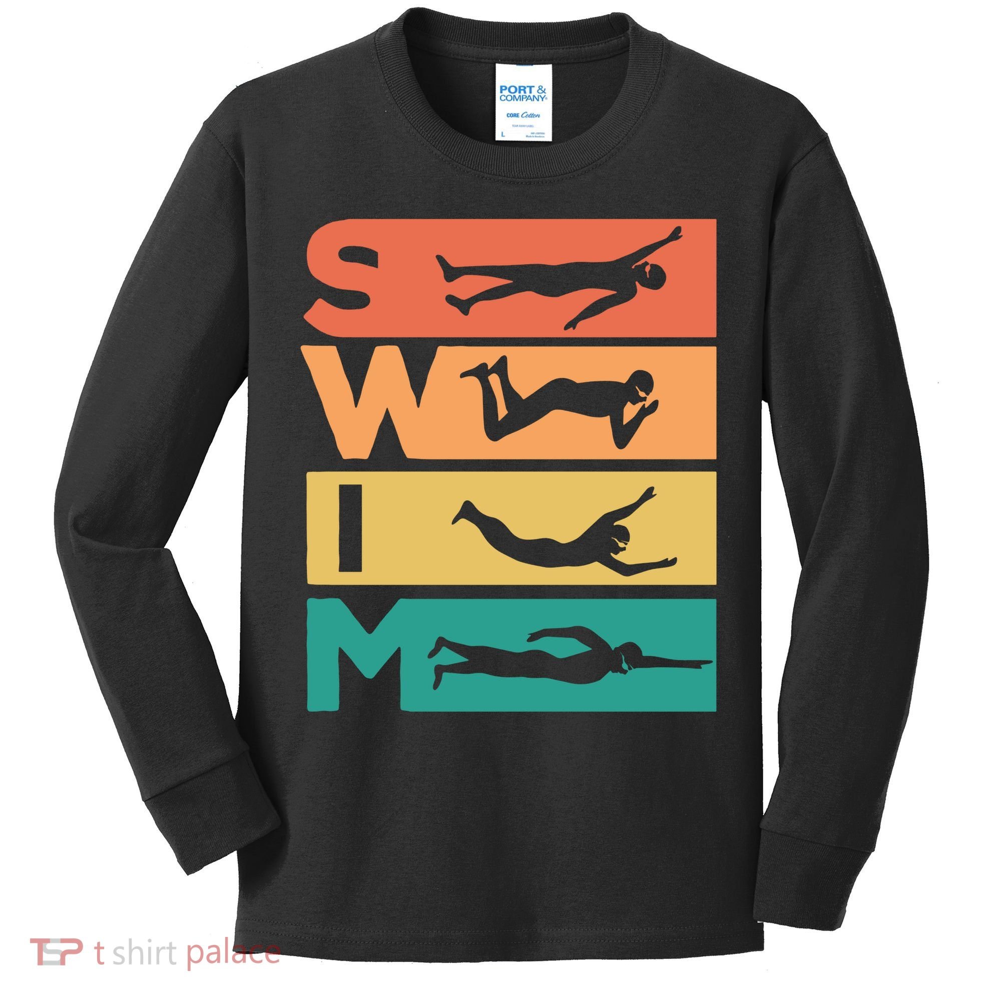 Swim Swimmers Retrol Kids Long Sleeve Shirt