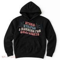 Stars Stripes Running For Call Lights CNA Nurse 4th Of July Hoodie thumb 0