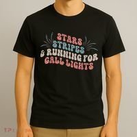 Stars Stripes Running For Call Lights CNA Nurse 4th Of July T-Shirt thumb 3