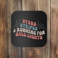 Stars Stripes Running For Call Lights CNA Nurse 4th Of July Coaster thumb 0