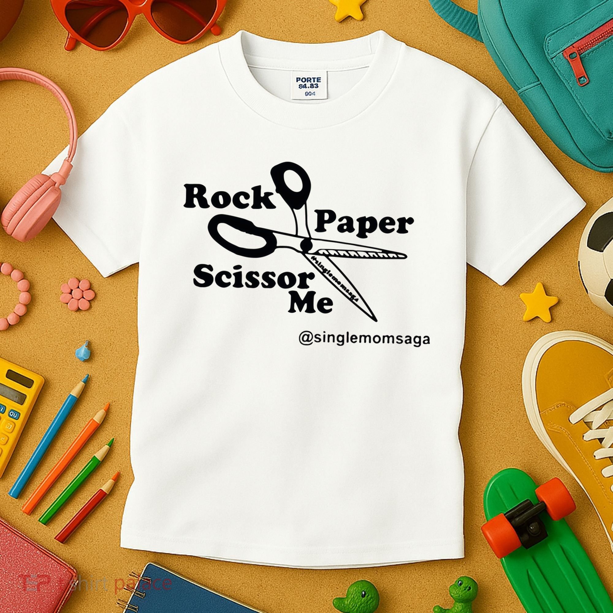 Sam Sparkswood Rock Paper Scissor Me Singlemomsaga Kids T-Shirt