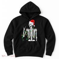 Santa Skeleton Rock Hand Christmas X-Mas Rocker Musician Hoodie thumb 0
