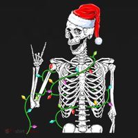 Santa Skeleton Rock Hand Christmas X-Mas Rocker Musician Hoodie thumb 2