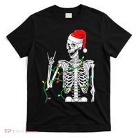 Santa Skeleton Rock Hand Christmas X-Mas Rocker Musician T-Shirt thumb 0