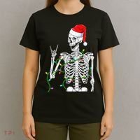 Santa Skeleton Rock Hand Christmas X-Mas Rocker Musician T-Shirt thumb 4