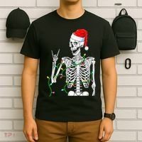 Santa Skeleton Rock Hand Christmas X-Mas Rocker Musician T-Shirt thumb 6
