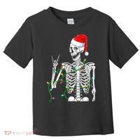 Santa Skeleton Rock Hand Christmas X-Mas Rocker Musician Toddler T-Shirt thumb 0