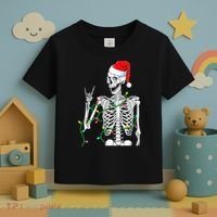 Santa Skeleton Rock Hand Christmas X-Mas Rocker Musician Toddler T-Shirt thumb 3