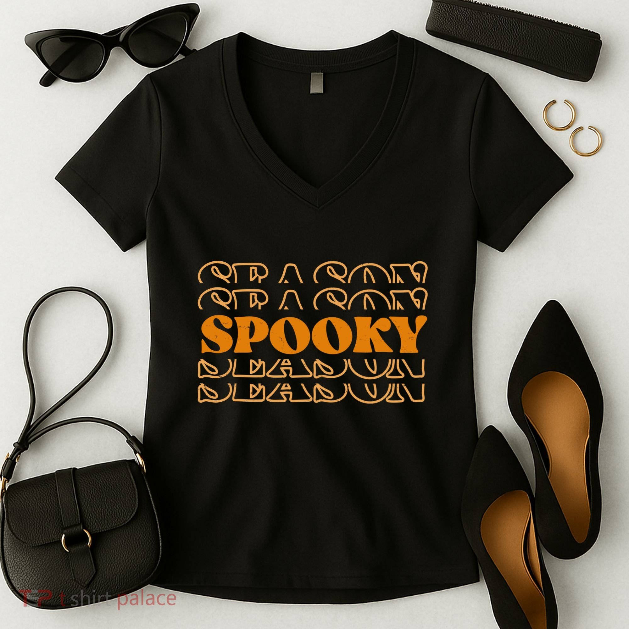 Spooky Season Retro Halloween Women's V-Neck T-Shirt
