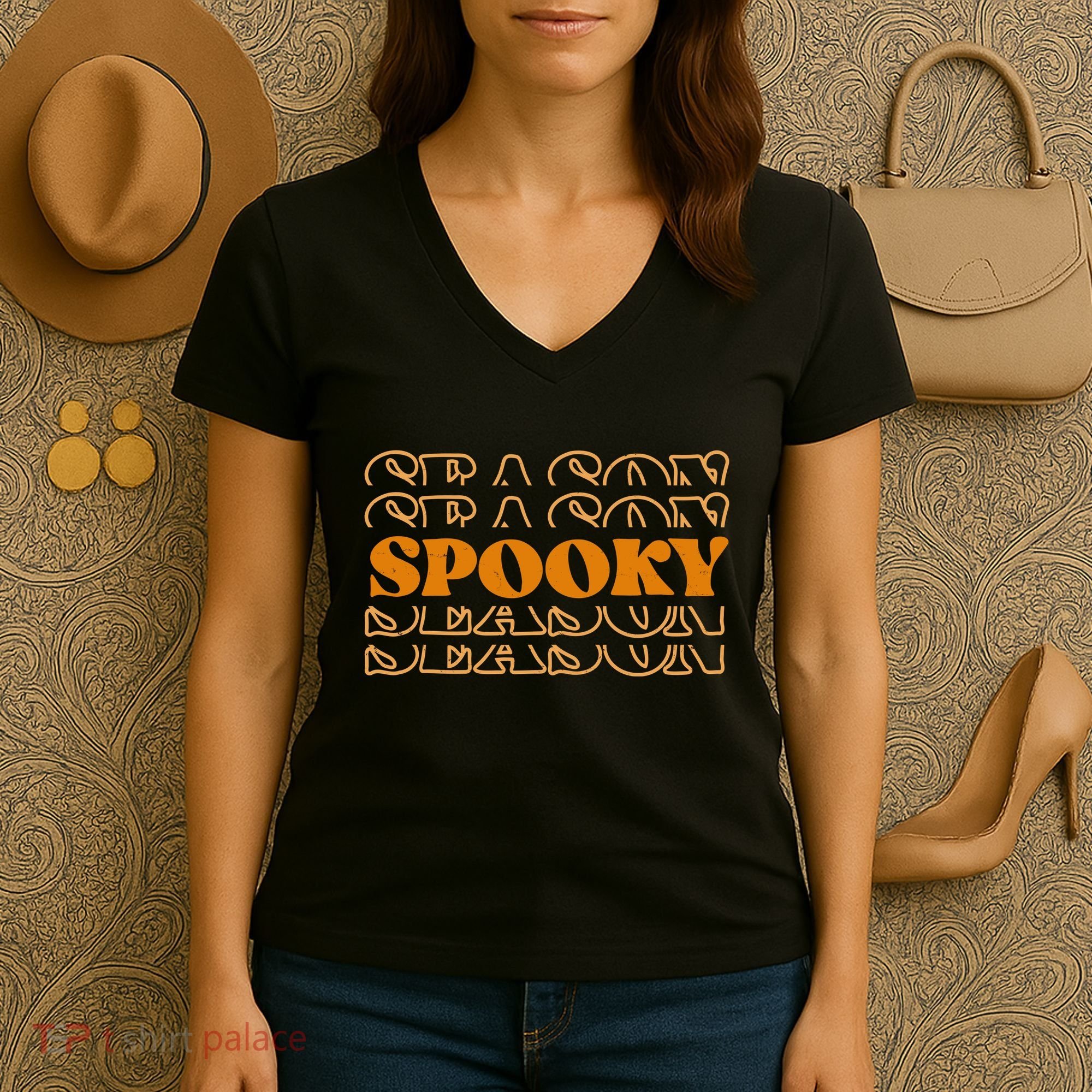 Spooky Season Retro Halloween Women's V-Neck T-Shirt