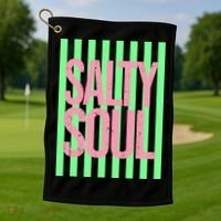 Salty Soul Retro Stripes Sunshine Golf Towel thumb 1