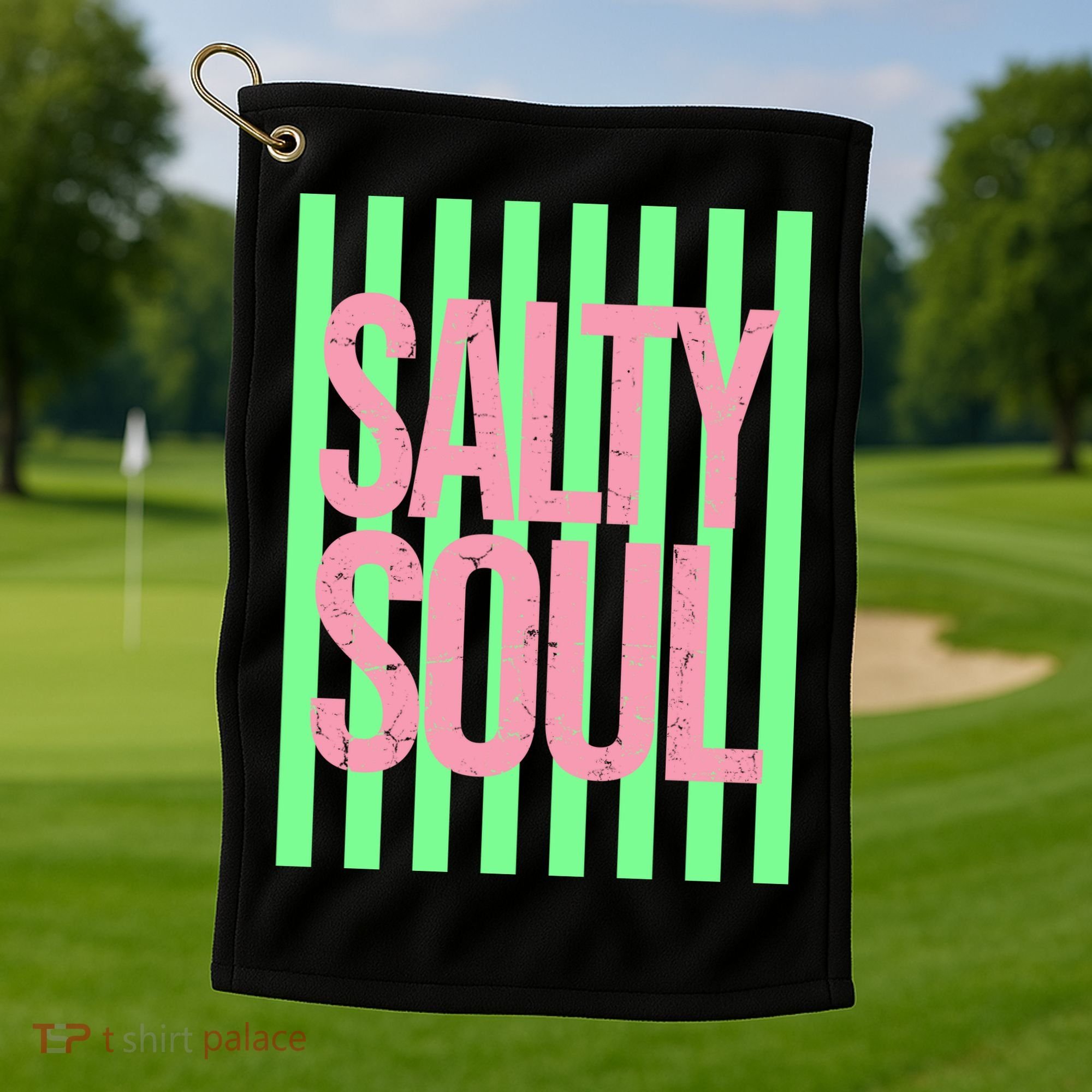 Salty Soul Retro Stripes Sunshine Golf Towel