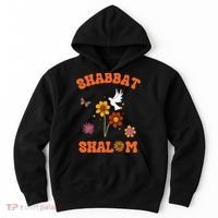 Shabbat Shalom Retro 60s 70s Groovy Hippie Flowers Peace Hoodie thumb 0