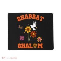 Shabbat Shalom Retro 60s 70s Groovy Hippie Flowers Peace Mousepad thumb 0