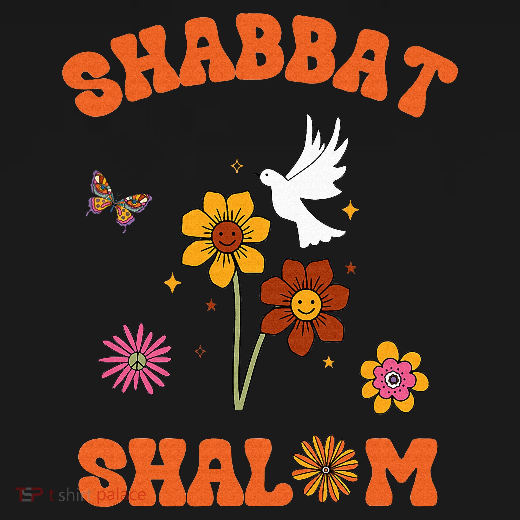 Shabbat Shalom Retro 60s 70s Groovy Hippie Flowers Peace Mousepad