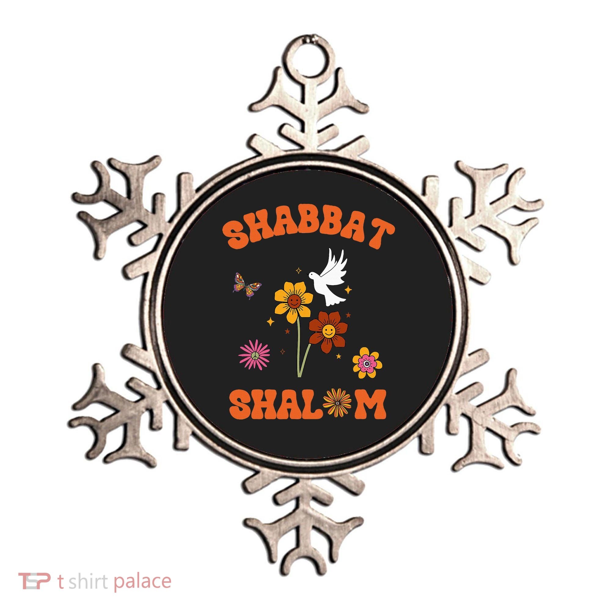 Shabbat Shalom Retro 60s 70s Groovy Hippie Flowers Peace Ornament