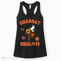Shabbat Shalom Retro 60s 70s Groovy Hippie Flowers Peace Women's Tank Top thumb 0
