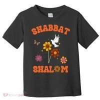 Shabbat Shalom Retro 60s 70s Groovy Hippie Flowers Peace Toddler T-Shirt thumb 0