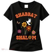 Shabbat Shalom Retro 60s 70s Groovy Hippie Flowers Peace Women's T-Shirt thumb 0