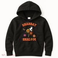 Shabbat Shalom Retro 60s 70s Groovy Hippie Flowers Peace Kids Hoodie thumb 0