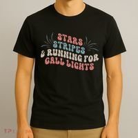 Stars Stripes Running For Call Lights CNA Nurse 4th of July T-Shirt thumb 3