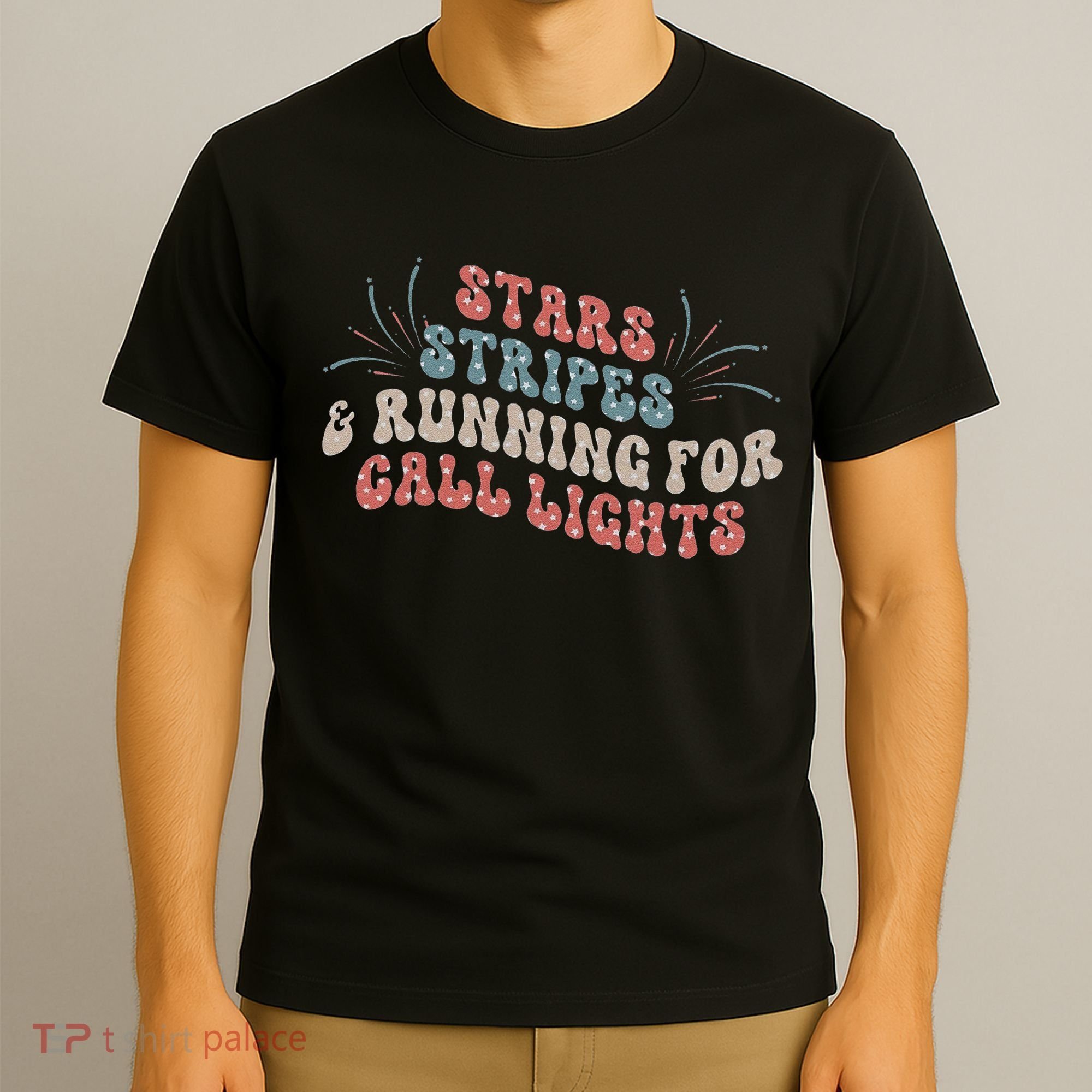 Stars Stripes Running For Call Lights CNA Nurse 4th of July T-Shirt
