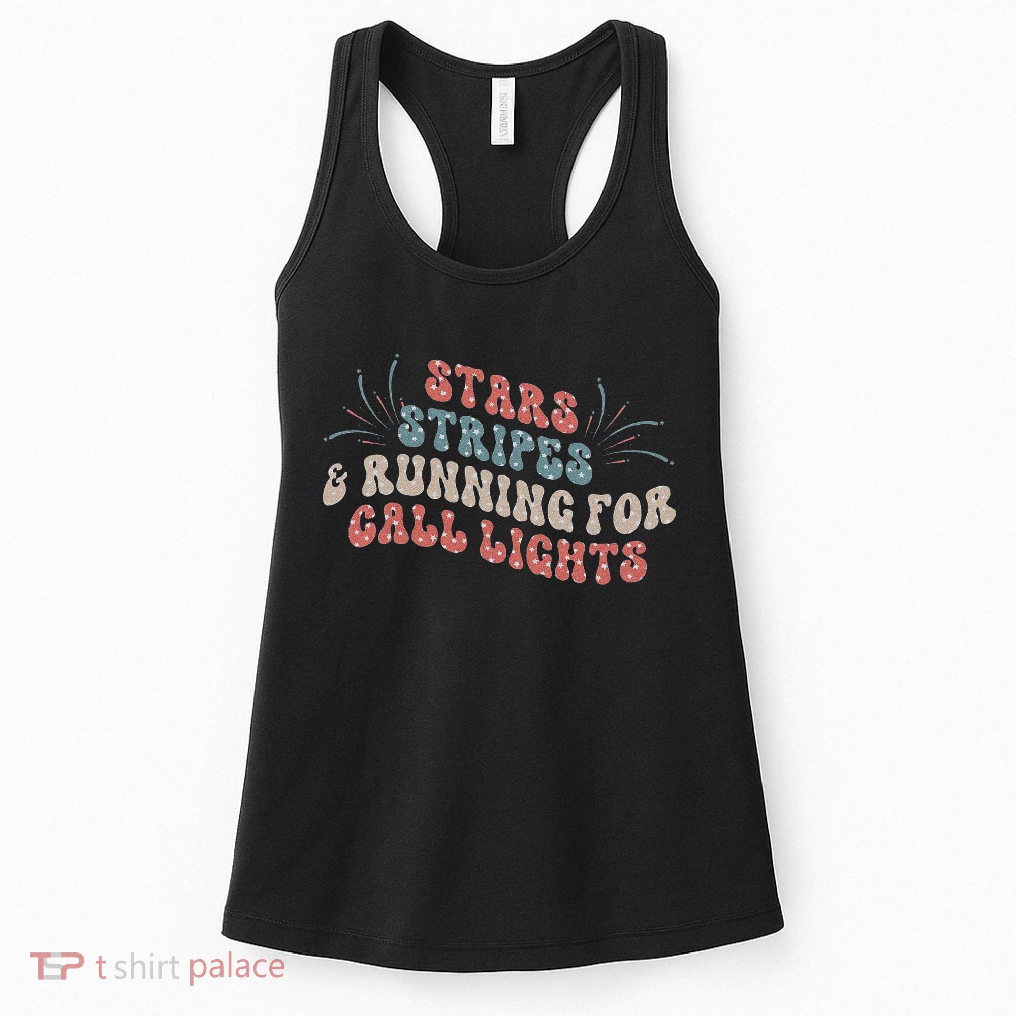 Stars Stripes Running For Call Lights CNA Nurse 4th of July Women's Tank Top