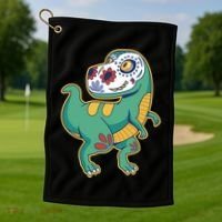 Sugar Skull Rex Cinco De Mayo Golf Towel thumb 1