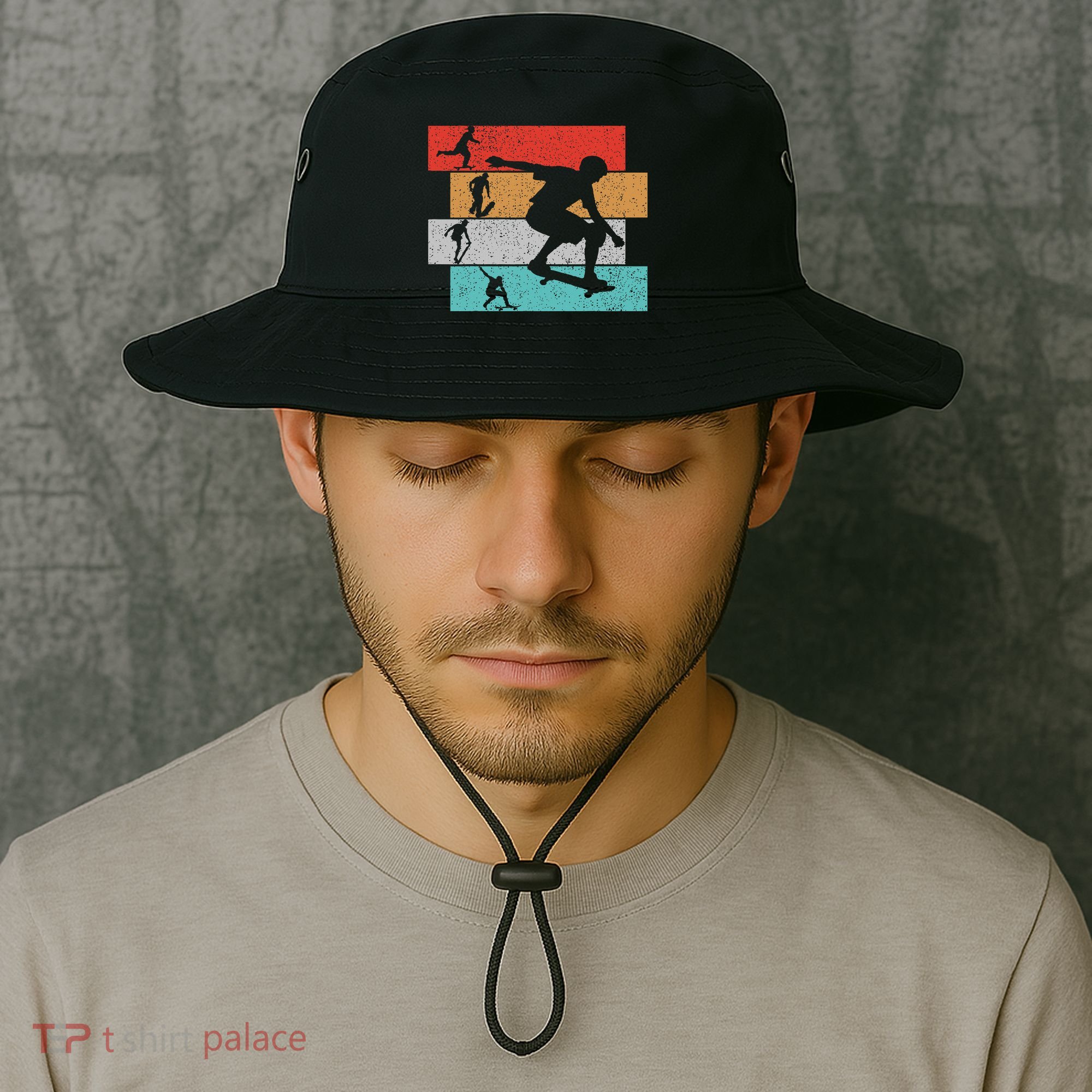 Skater Skateboarder Retro Skateboard Bucket Hat