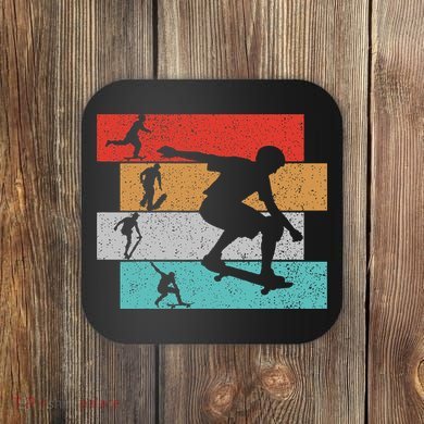 Skater Skateboarder Retro Skateboard Coaster