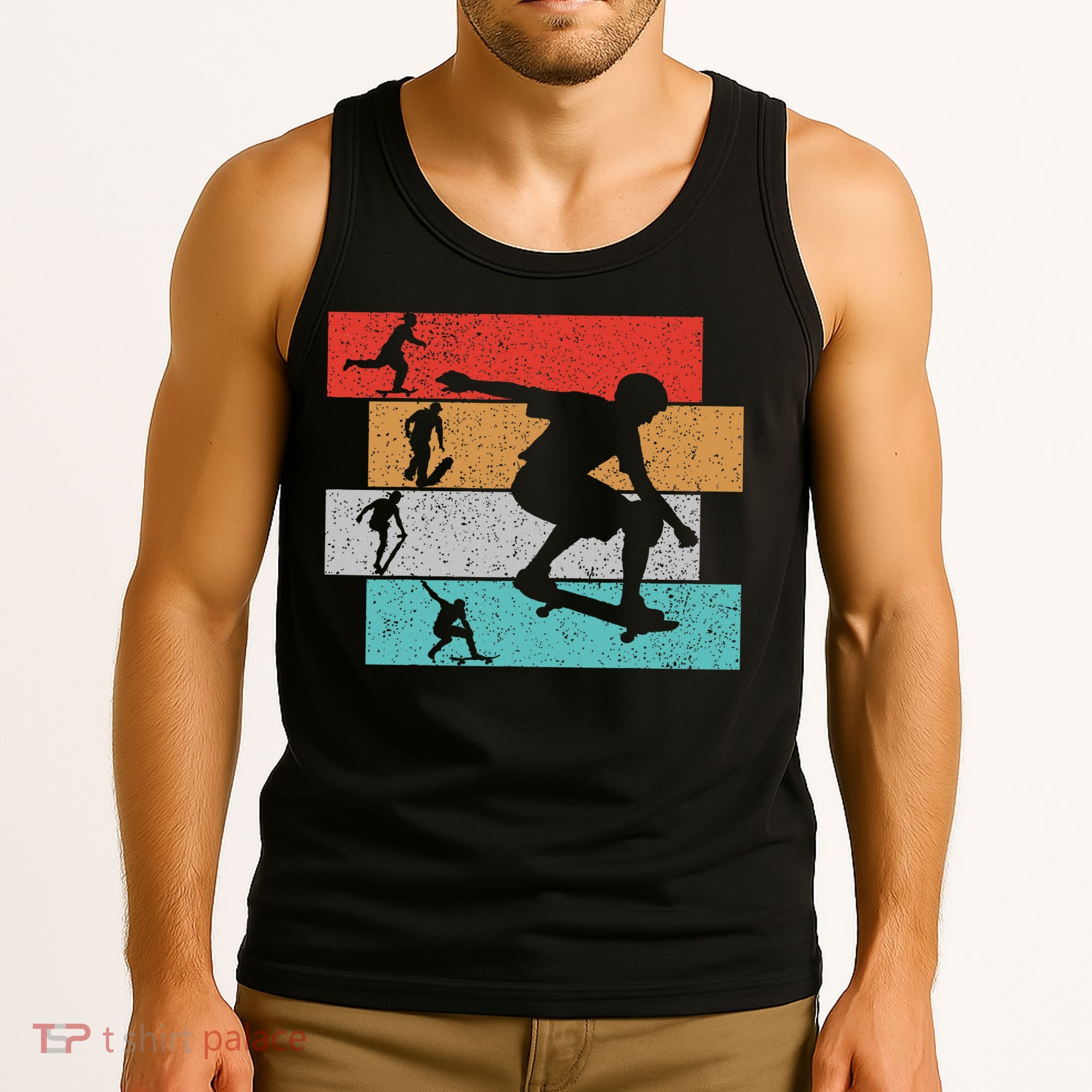 Skater Skateboarder Retro Skateboard Tank Top