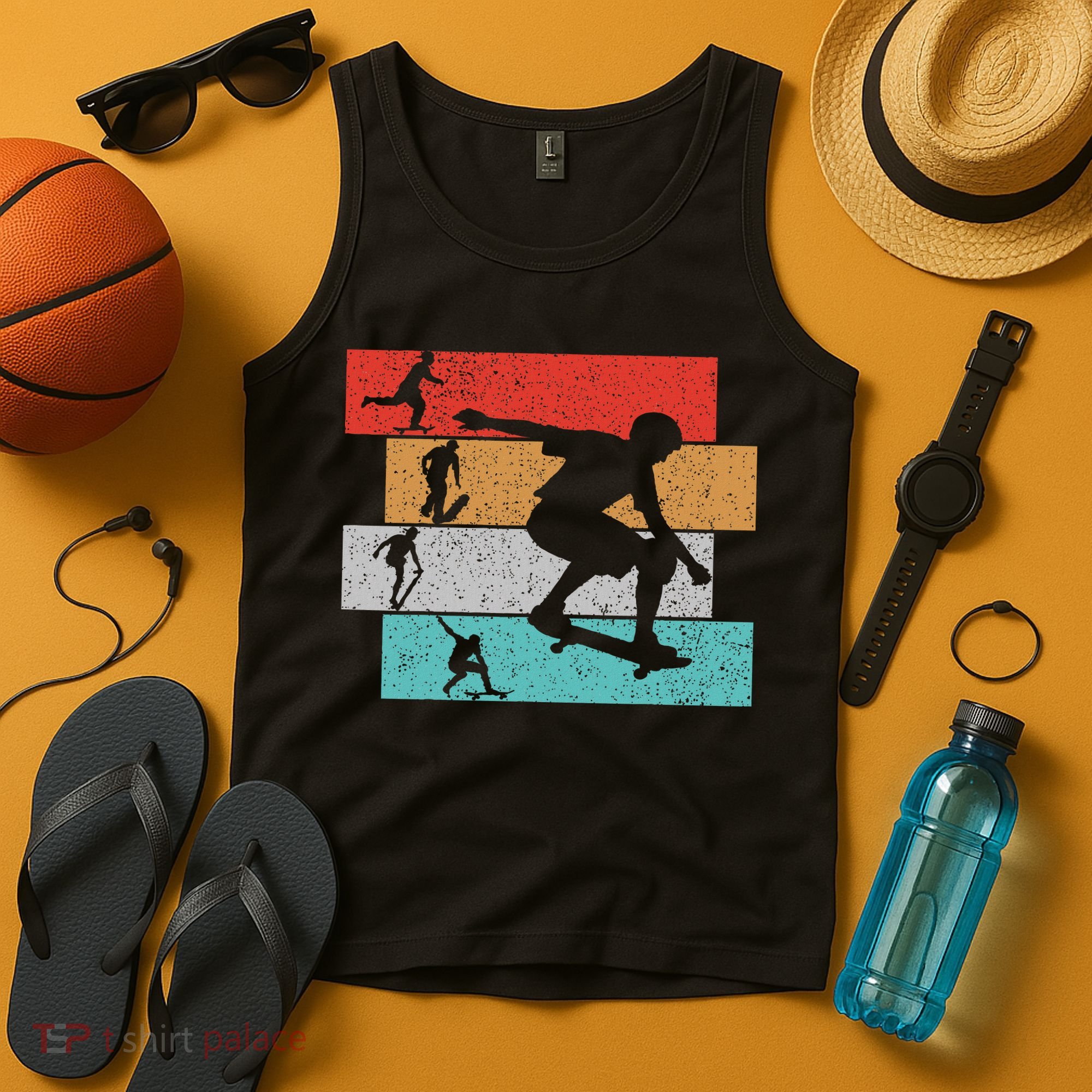 Skater Skateboarder Retro Skateboard Tank Top