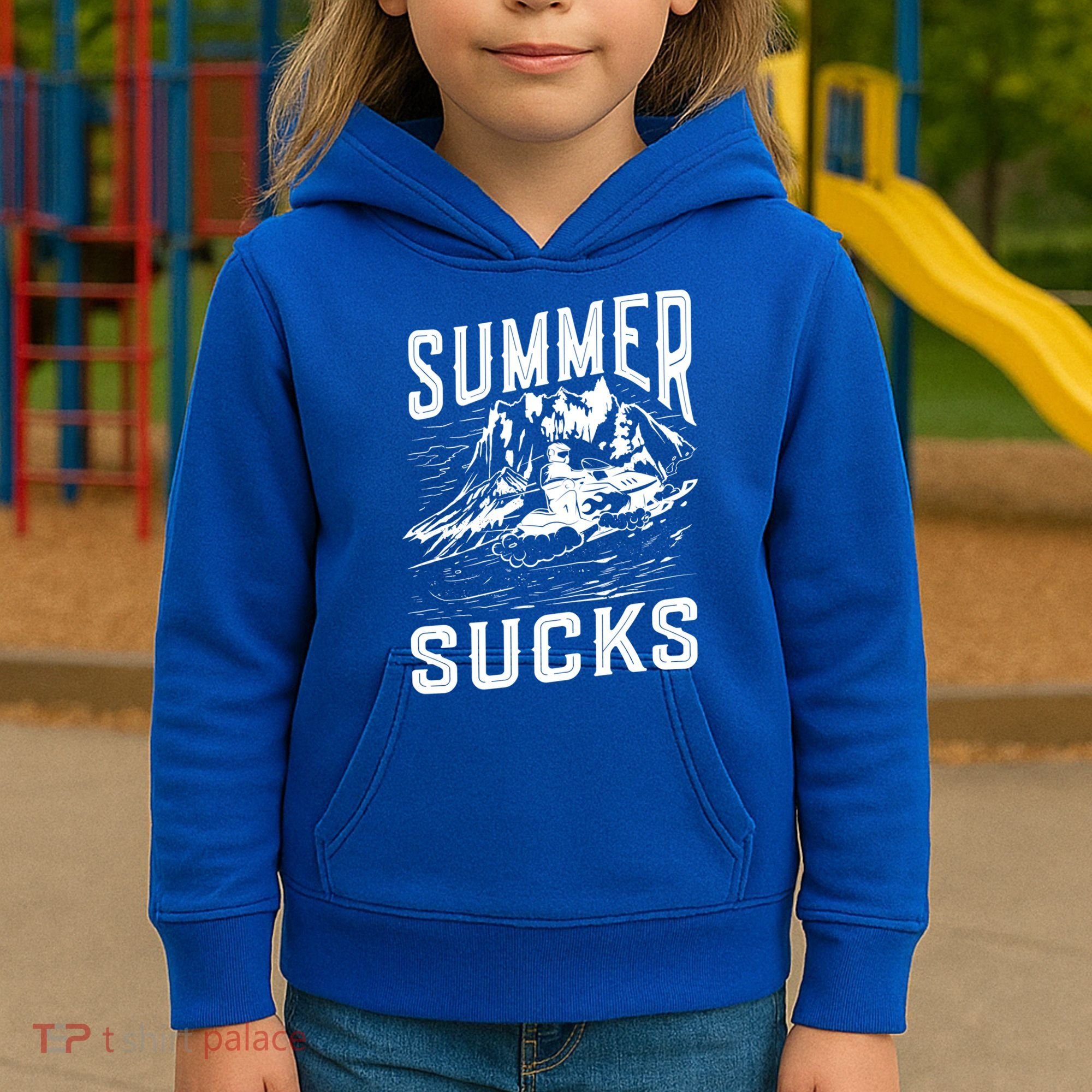 Summer Sucks Snowmobile Rider Gift Kids Hoodie