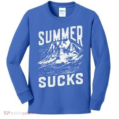 Summer Sucks Snowmobile Rider Gift Kids Long Sleeve Shirt