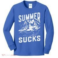 Summer Sucks Snowmobile Rider Gift Kids Long Sleeve Shirt thumb 0