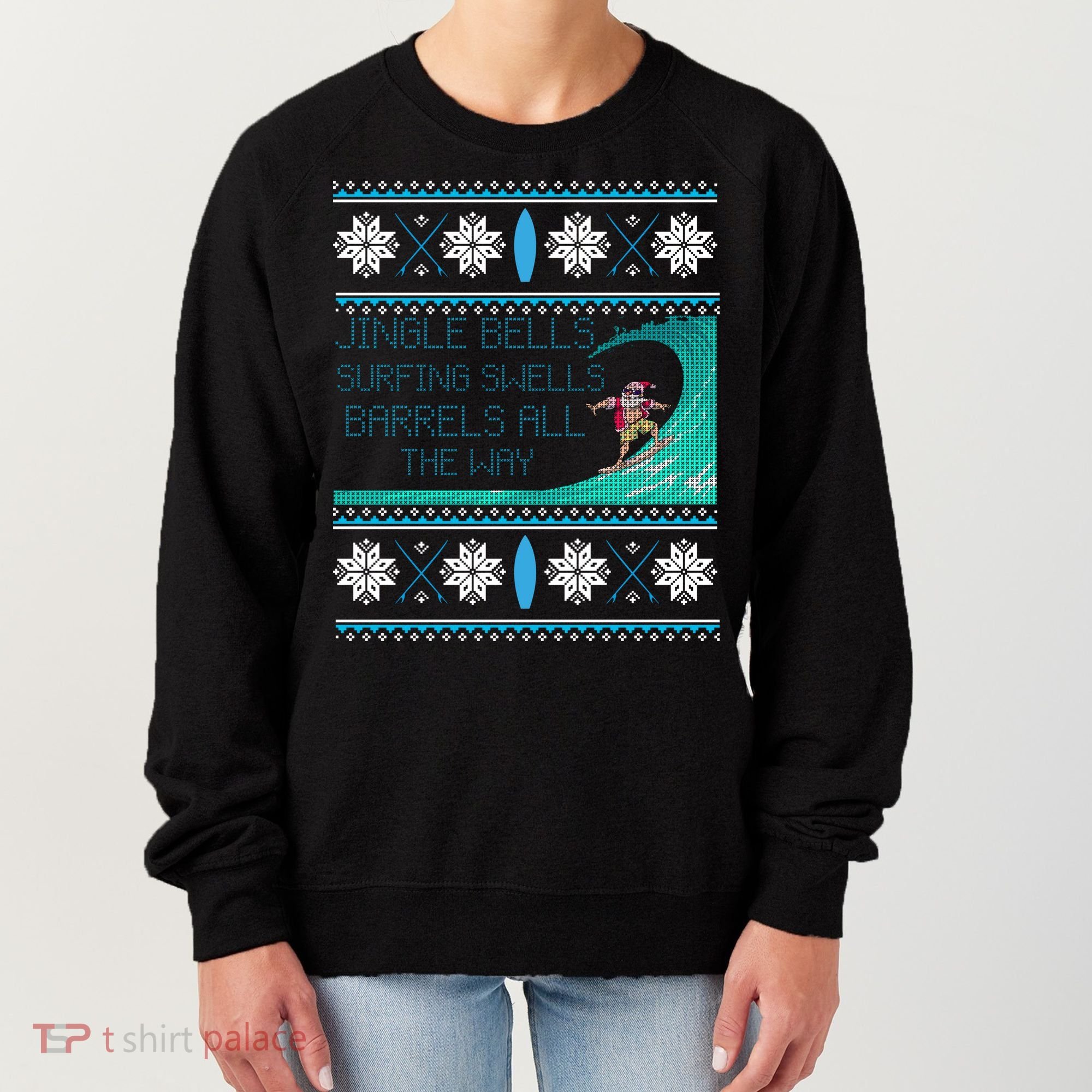 Surf Surfing Surfer Ugly Christmas Sweater Style Funny Gift Women's Sweatshirt