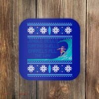 Surf Surfing Surfer Ugly Christmas Sweater Style Funny Gift Coaster thumb 0