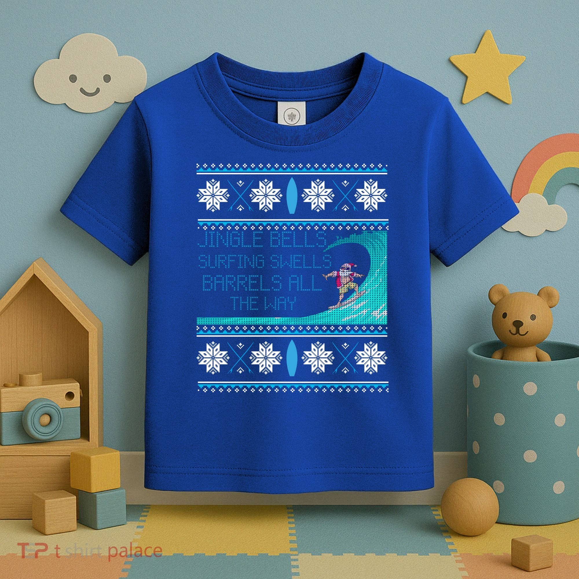 Surf Surfing Surfer Ugly Christmas Sweater Style Funny Gift Toddler T-Shirt