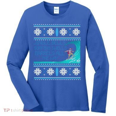Surf Surfing Surfer Ugly Christmas Sweater Style Funny Gift Women's Long Sleeve Shirt